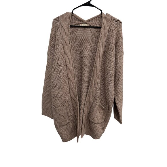 Altard State Dusty Rose Cable Knit Open Front Cardigan with Pockets SZ Medium - Picture 1 of 10